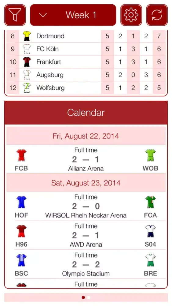 Deutsche Fußball 2016-2017 - Mobile Match Centre Ekran Görüntüleri