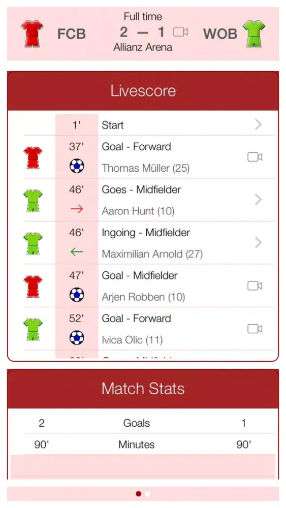 Deutsche Fußball 2016-2017 - Mobile Match Centre Ekran Görüntüleri