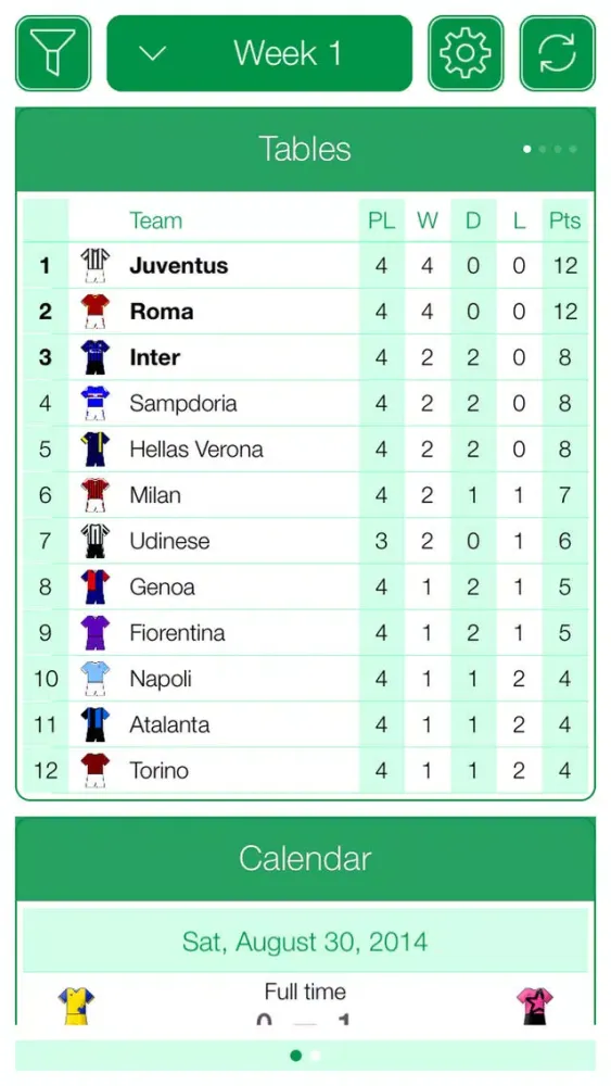 Italian Football Serie A 2011-2012 - Mobile Match Centre スクリーンショット