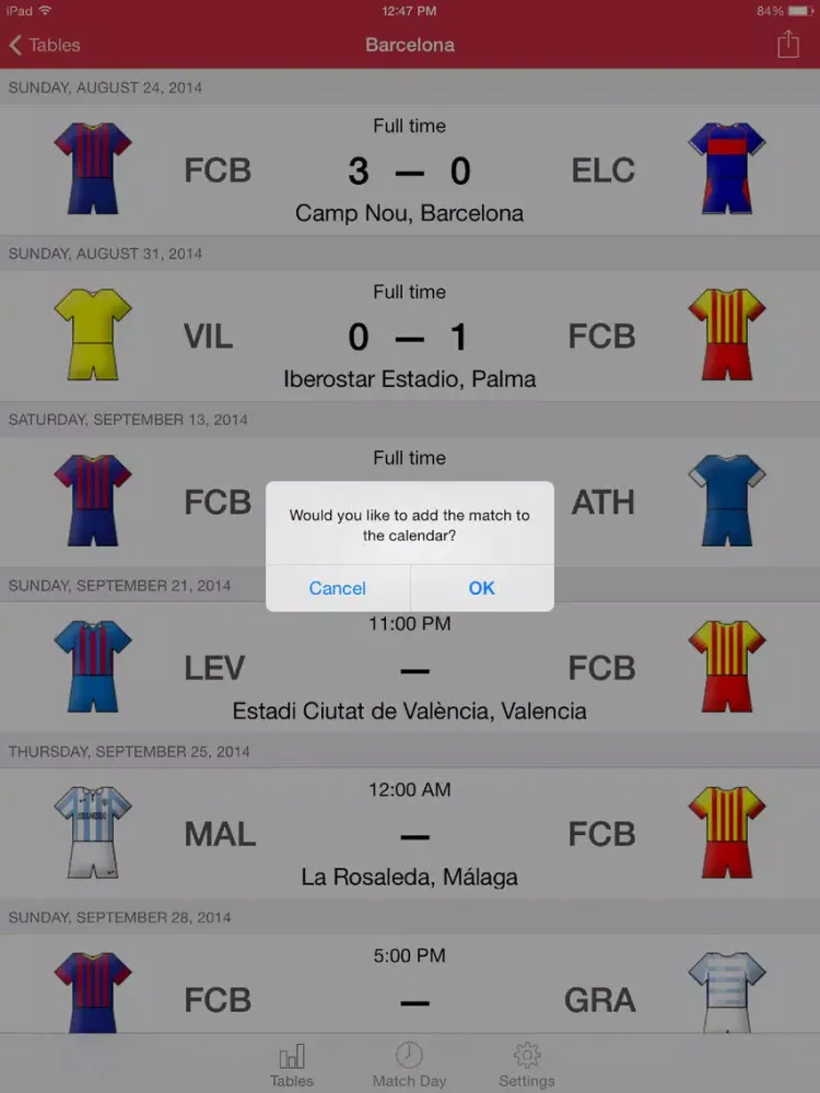 Zrzuty ekranu Scheduler - Liga de Fútbol Profesional 2016-2017 iPad 