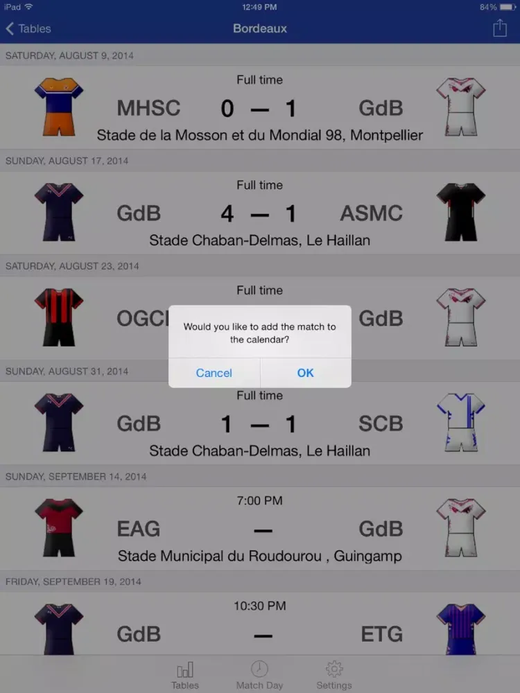 Ảnh chụp màn hình của Scheduler - French Football League 1 iPad 