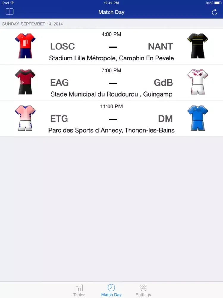 Ảnh chụp màn hình của Scheduler - French Football League 1 iPad 