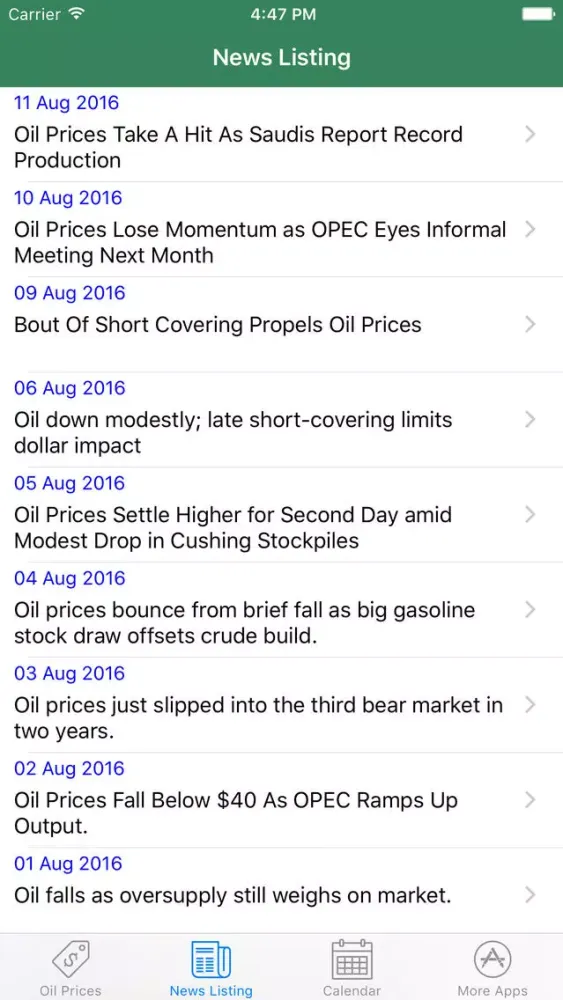 Capturas de tela do Easy Oil Tracker