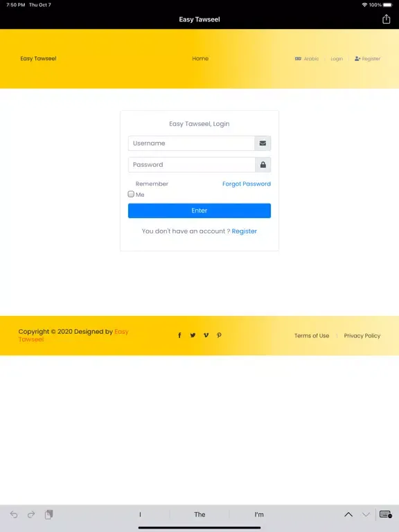 Tangkapan layar Easy Tawseel iPad 