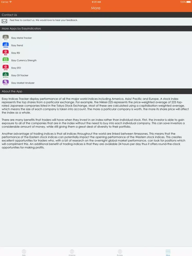 Easy Indices Tracker iPad  스크린샷
