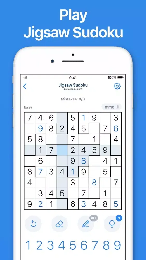 Ảnh chụp màn hình của Jigsaw Sudoku by Sudoku.com