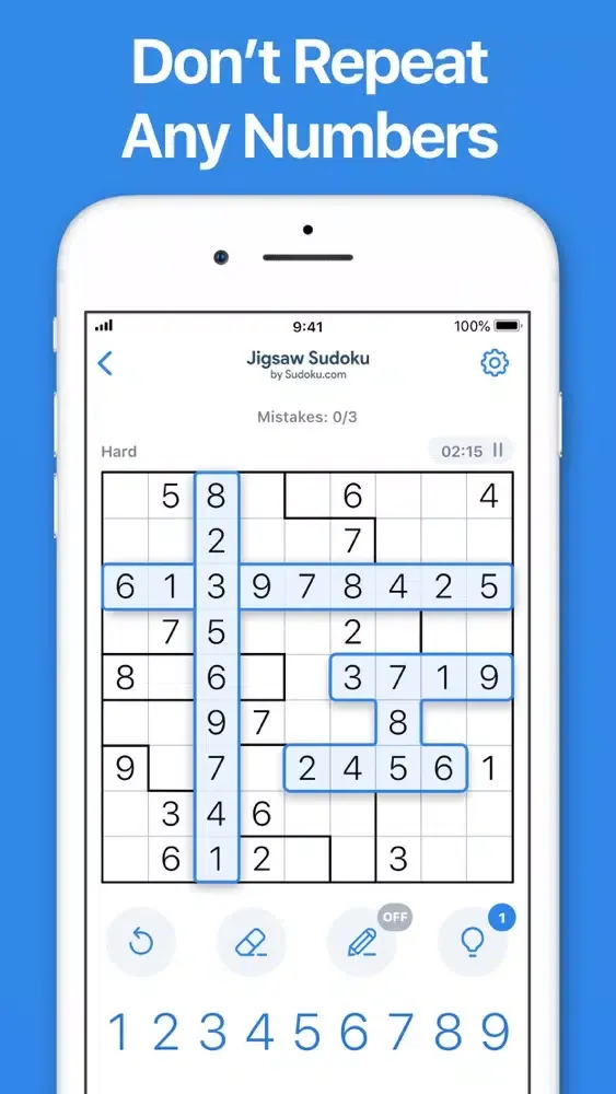 Ảnh chụp màn hình của Jigsaw Sudoku by Sudoku.com