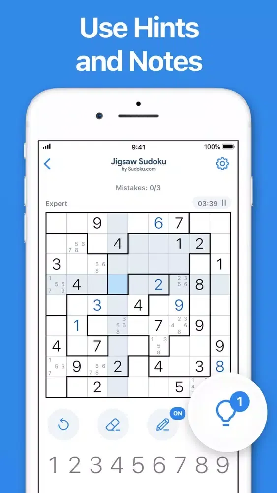 Ảnh chụp màn hình của Jigsaw Sudoku by Sudoku.com
