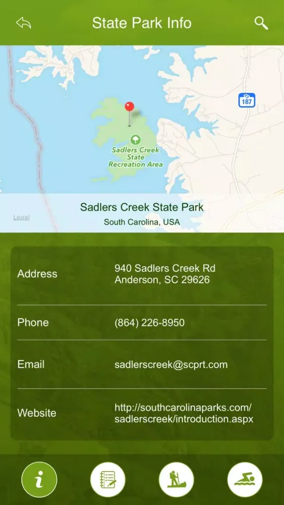 Tangkapan skrin South Carolina State Parks