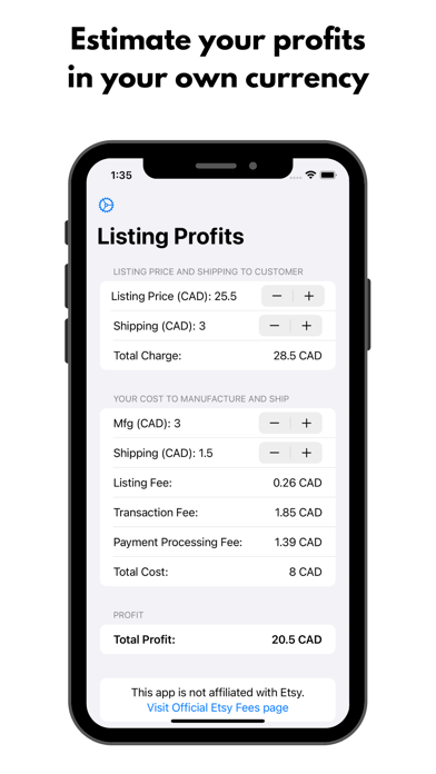 Скриншоты Listing Profit Calculator