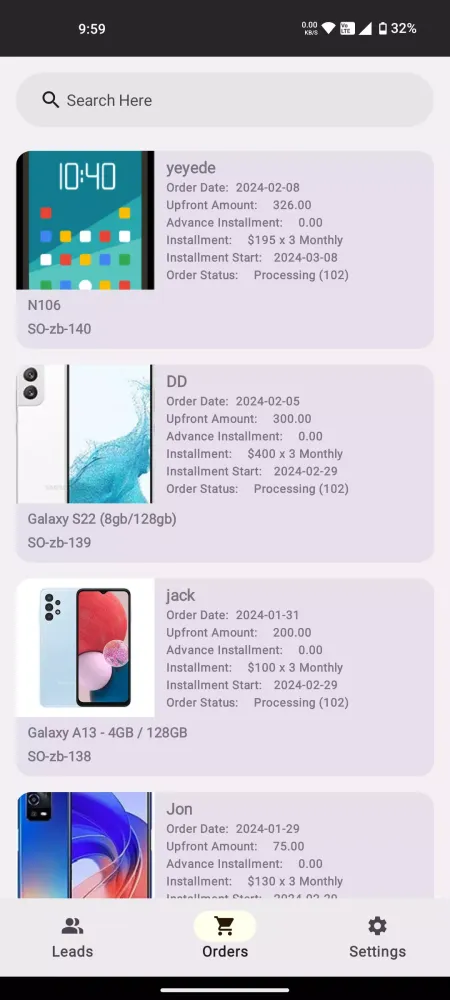 Screenshot di CreditHive POS