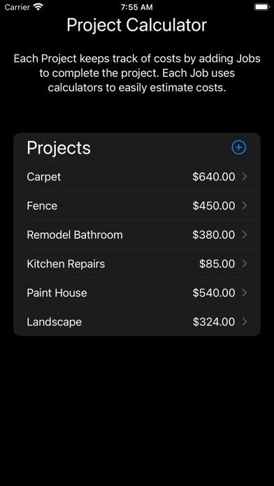 Ảnh chụp màn hình của Project Calculator