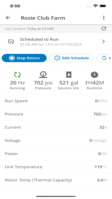 Screenshot di Pump control and monitoring