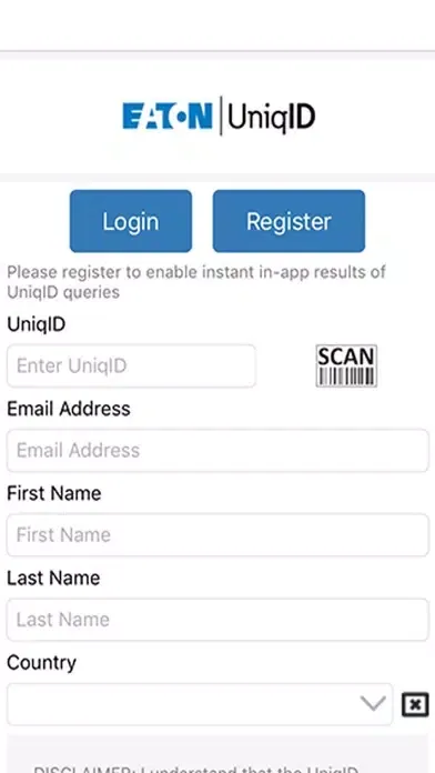 Tangkapan layar Eaton UniqID