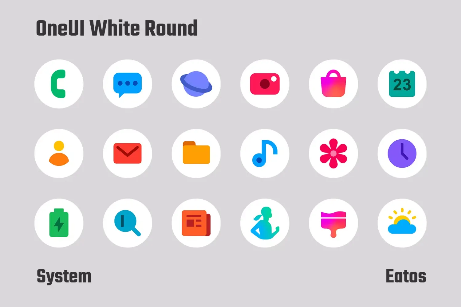 OneUI White Round Icons Screenshots