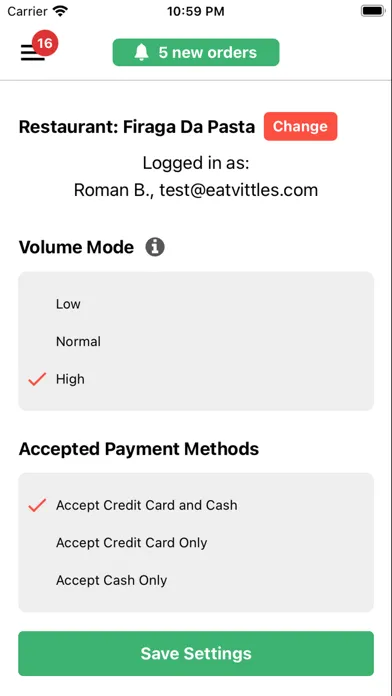 Zrzuty ekranu Vittles Order Manager