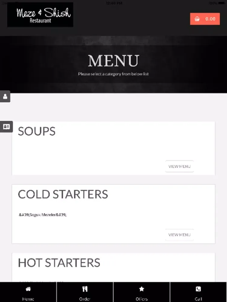 ภาพหน้าจอของ Meze And Shish iPad 