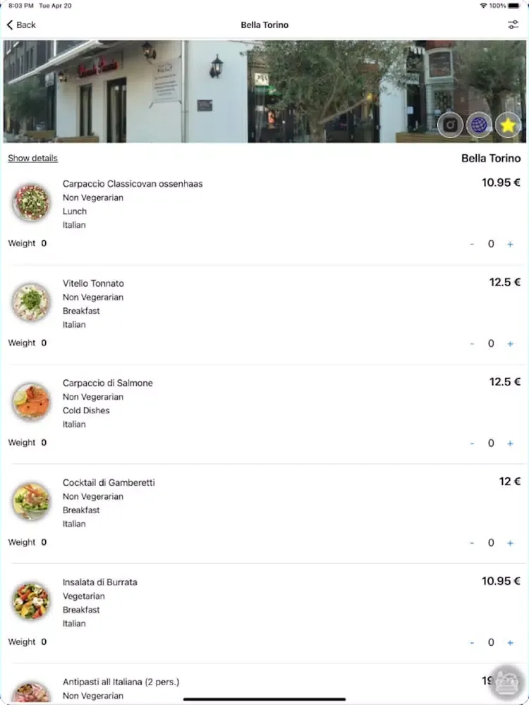 Tangkapan skrin eatzy iPad 