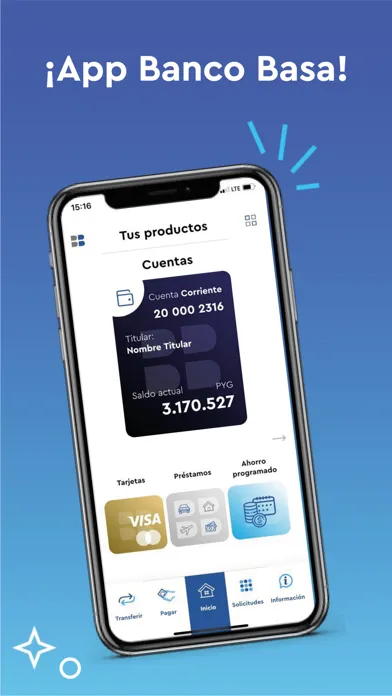 Capturas de tela do Banco Basa Móvil