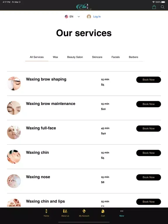 Elia Barber & Beauty iPad  سکرین شاٹس