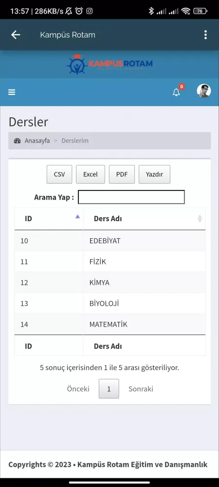 Kampüs Eğitim Sistemi स्क्रीनशॉट