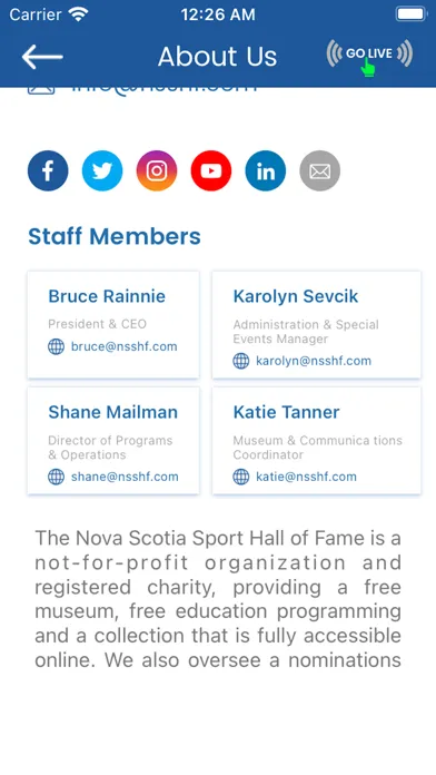 Tangkapan layar Nova Scotia Sport Hall Fame