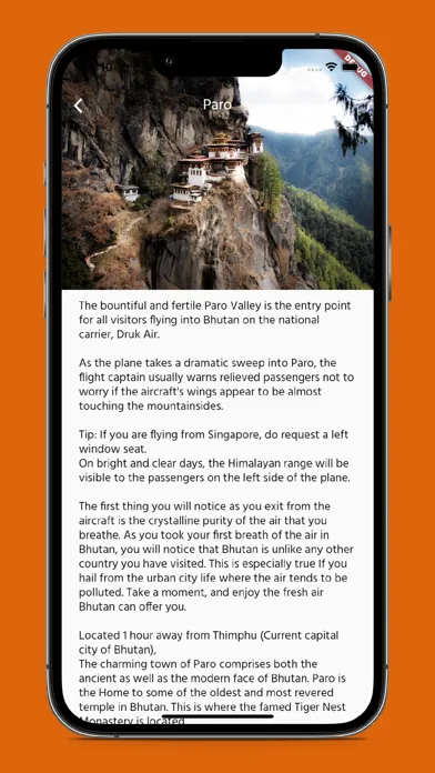 Captures d'écran de Druk Asia Travel Guide
