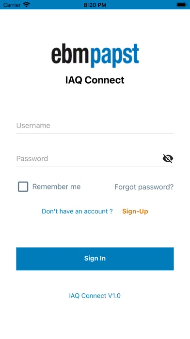 Zrzuty ekranu ebm-papst IAQ Connect