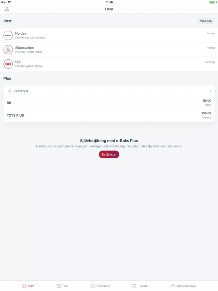 Capturas de tela do e-Boks.se Plus iPad 