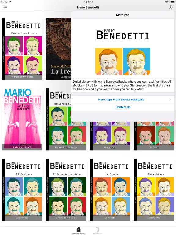 Mario Benedetti - Free digital library iPad  স্ক্রিনশট