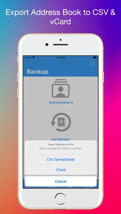 Tangkapan skrin Contacts Backup Utility