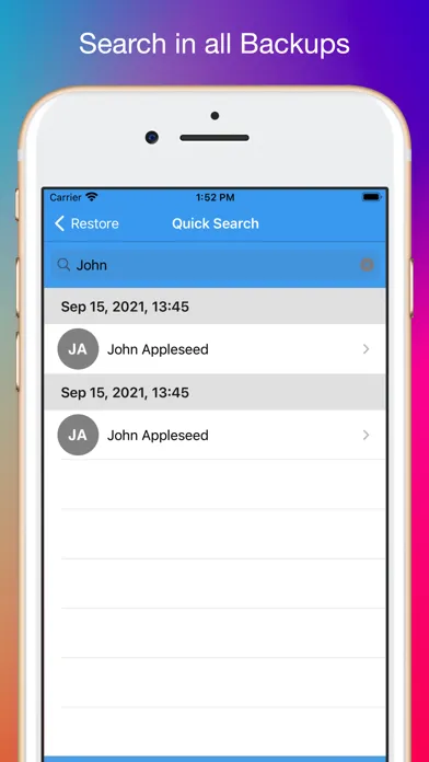 Tangkapan skrin Contacts Backup Utility