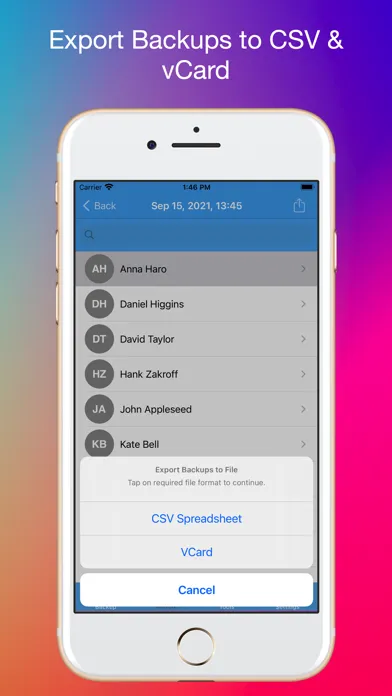 Tangkapan skrin Contacts Backup Utility