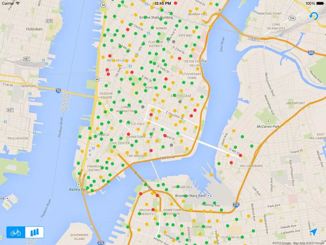 Ảnh chụp màn hình của NYC City Bike Share iPad 
