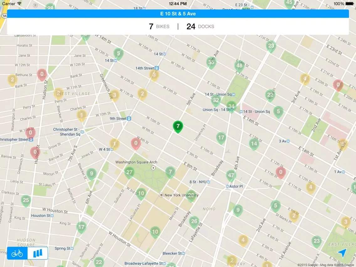 Ảnh chụp màn hình của NYC City Bike Share iPad 