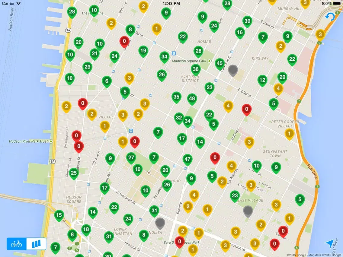 Ảnh chụp màn hình của NYC City Bike Share iPad 