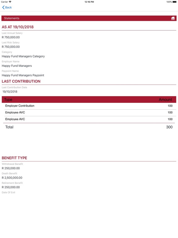 Capturas de tela do Securitas Employee Benefits iPad 