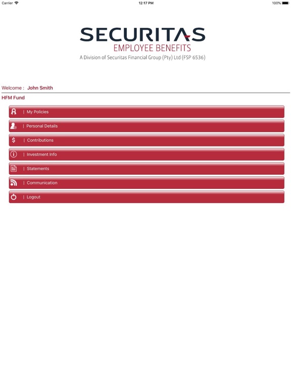 Capturas de tela do Securitas Employee Benefits iPad 