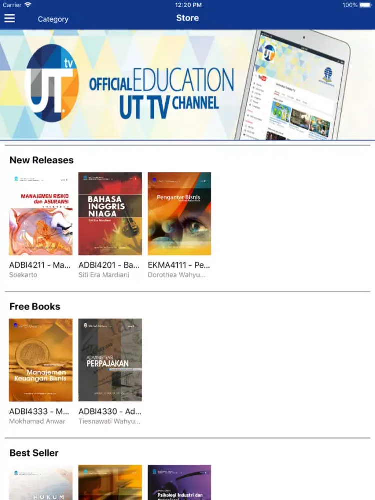 Captures d'écran de BA Digital Universitas Terbuka iPad 