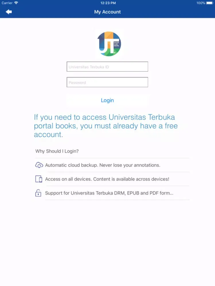 Captures d'écran de BA Digital Universitas Terbuka iPad 
