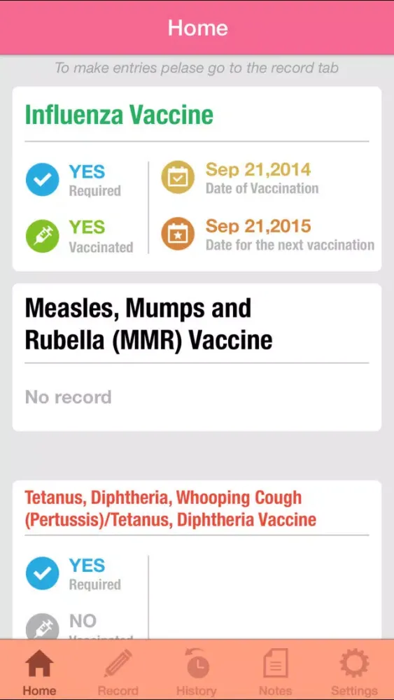 Zrzuty ekranu Women's Health Immunization