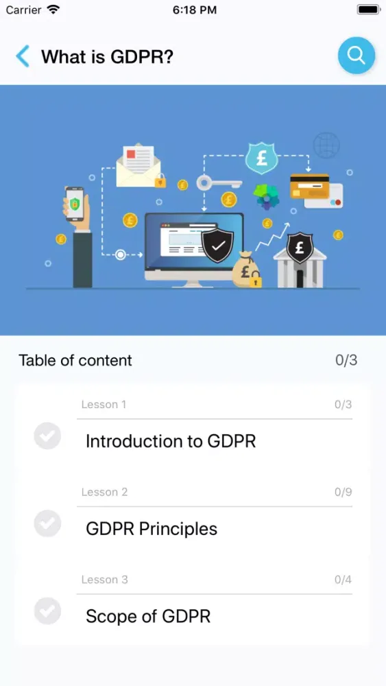 Tangkapan skrin EU GDPR Foundation Course