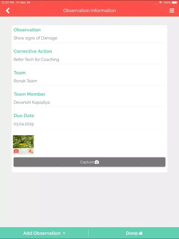 Zrzuty ekranu ECAT (Action Tool) iPad 