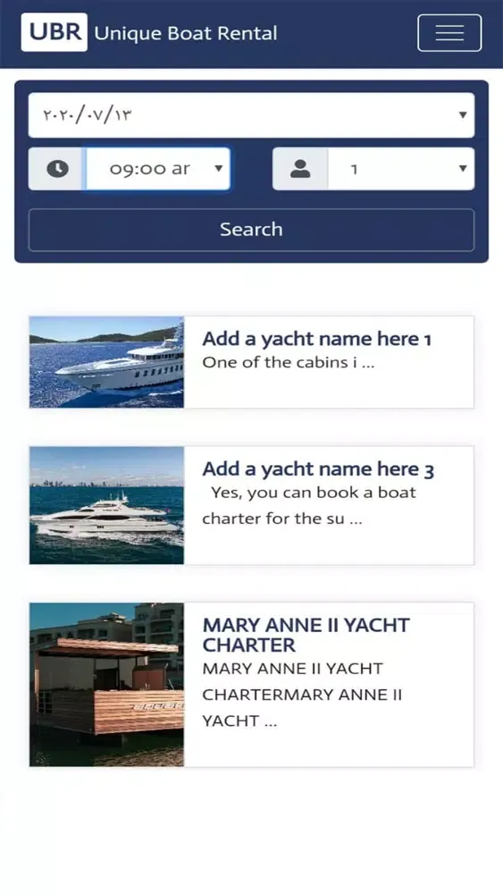 Capturas de tela do UBR - Unique Boat Rental