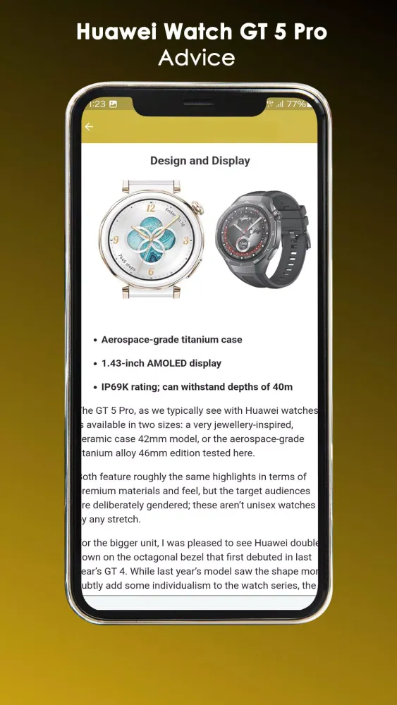 Huawei Watch GT 5 Pro Advice Screenshots