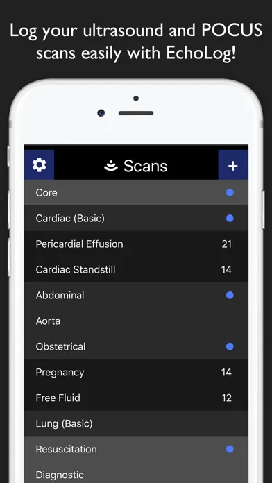 Tangkapan skrin EchoLog - Ultrasound Logbook