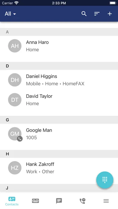 Capturas de tela do Echo Mobile VoIP