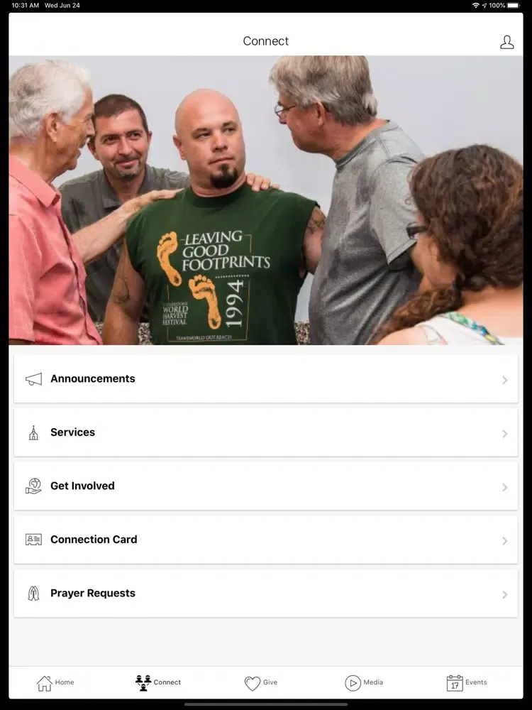 Ảnh chụp màn hình của Cornerstone Harrisonburg iPad 