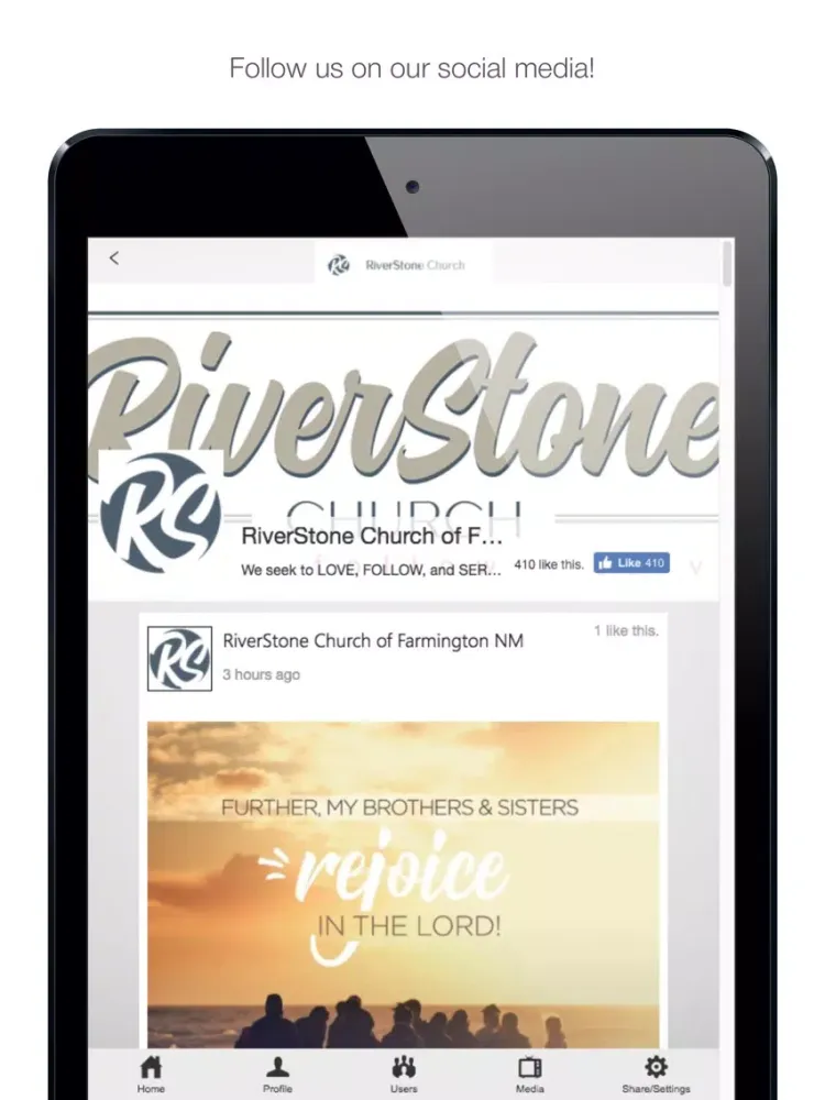 Tangkapan skrin RiverStone Church NM iPad 