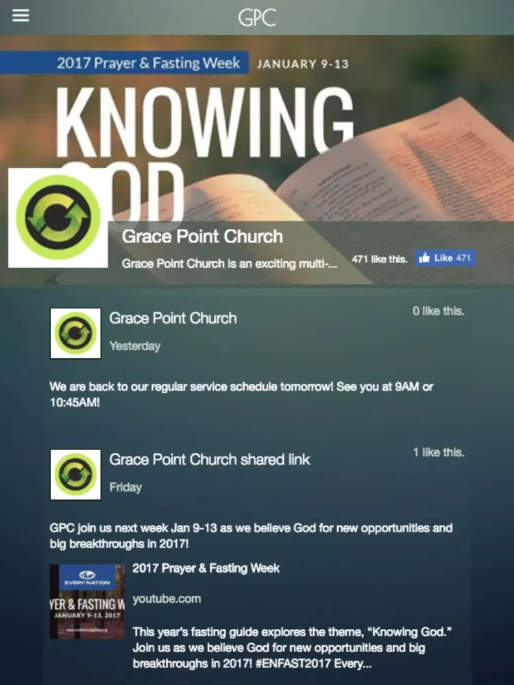 Tangkapan layar Grace Point Church - TX iPad 
